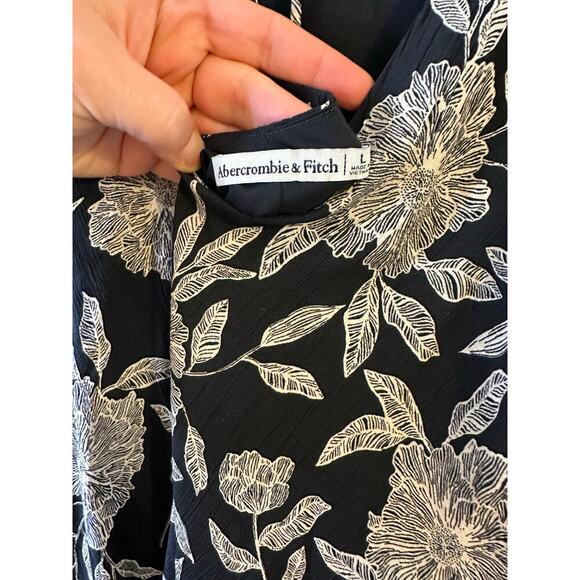 Abercrombie & Fitch Trapeze Floral Black Boho Capsule Flowy Mini Dress Large - Picture 6 of 10